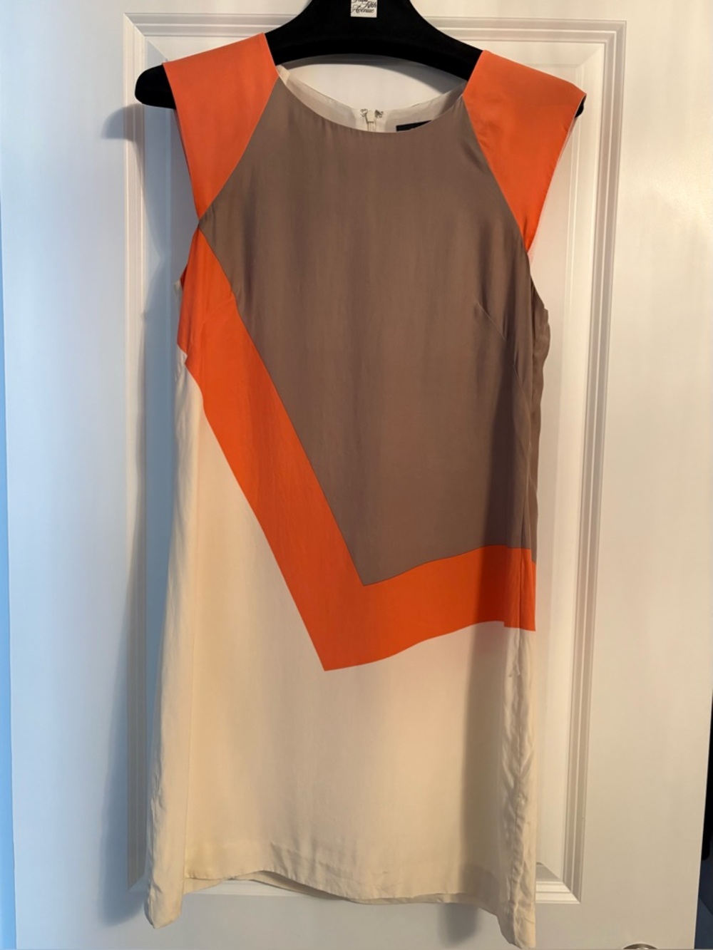 French Connection Orange, Taupe & Cream Mini Dress